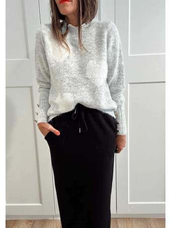Jersey Corazones Cuello Blonda ROMKA Gris HEVE