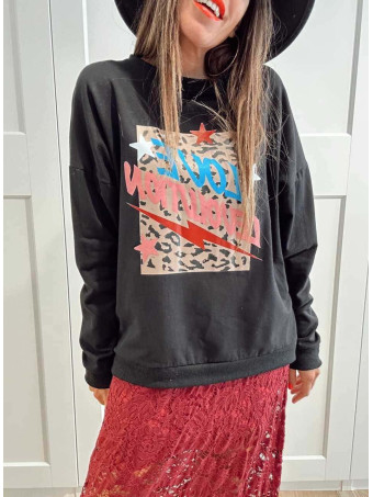 Sudadera Algodón LOVE LEVOLUTION Negro HEVE