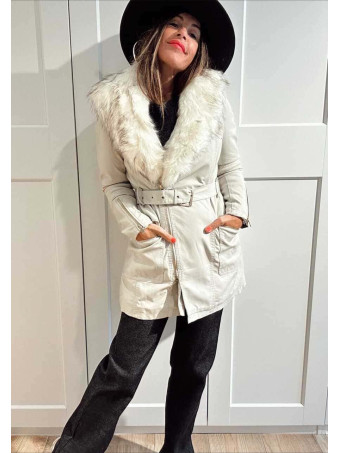 Trench Efecto Piel Forrada MELOCHE Beige HEVE