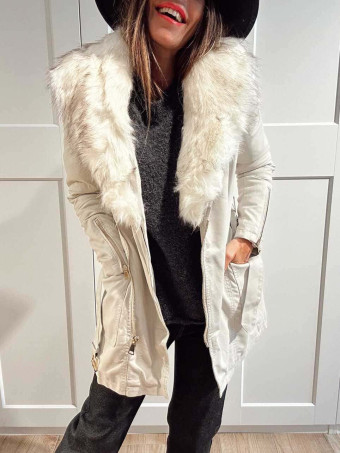 Trench Efecto Piel Forrada MELOCHE Beige HEVE