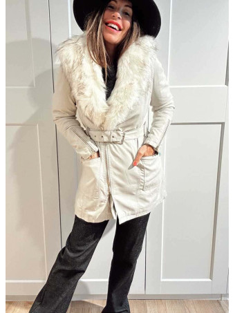 Trench Efecto Piel Forrada MELOCHE Beige HEVE