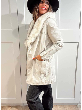 Trench Efecto Piel Forrada MELOCHE Beige HEVE