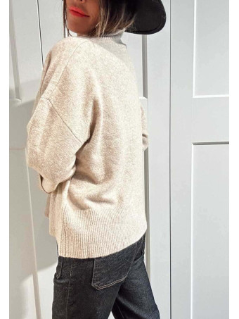 Punto Oversize Manga con Vuelta LUNVER Beige HEVE