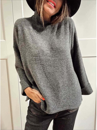 Punto Oversize Manga con Vuelta LUNVER Gris Marengo HEVE