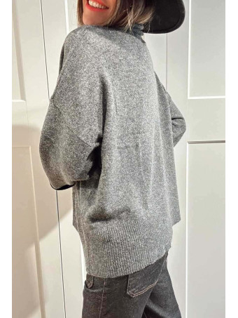 Punto Oversize Manga con Vuelta LUNVER Gris Marengo HEVE