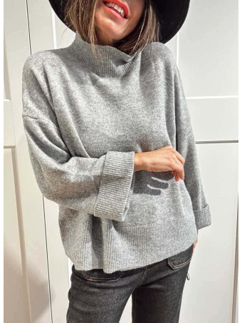 Punto Oversize Manga con Vuelta LUNVER Gris Medio HEVE