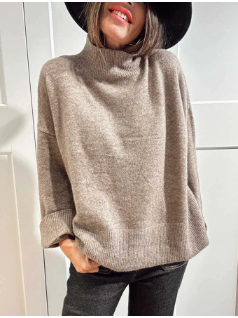 Punto Oversize Manga con Vuelta LUNVER Taupe HEVE