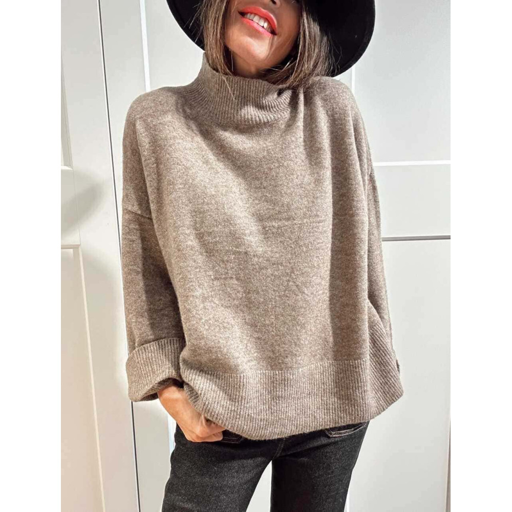 Punto Oversize Manga con Vuelta LUNVER Taupe HEVE
