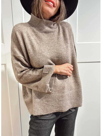 Punto Oversize Manga con Vuelta LUNVER Taupe HEVE