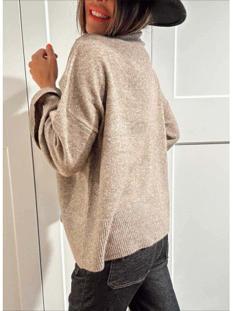 Punto Oversize Manga con Vuelta LUNVER Taupe HEVE
