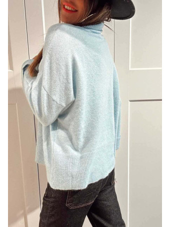 Punto Oversize Manga con Vuelta LUNVER Celeste HEVE
