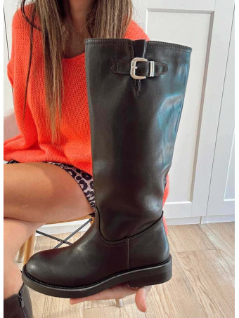 Bota Jinete Efecto Piel KITRA Marrón HEVE