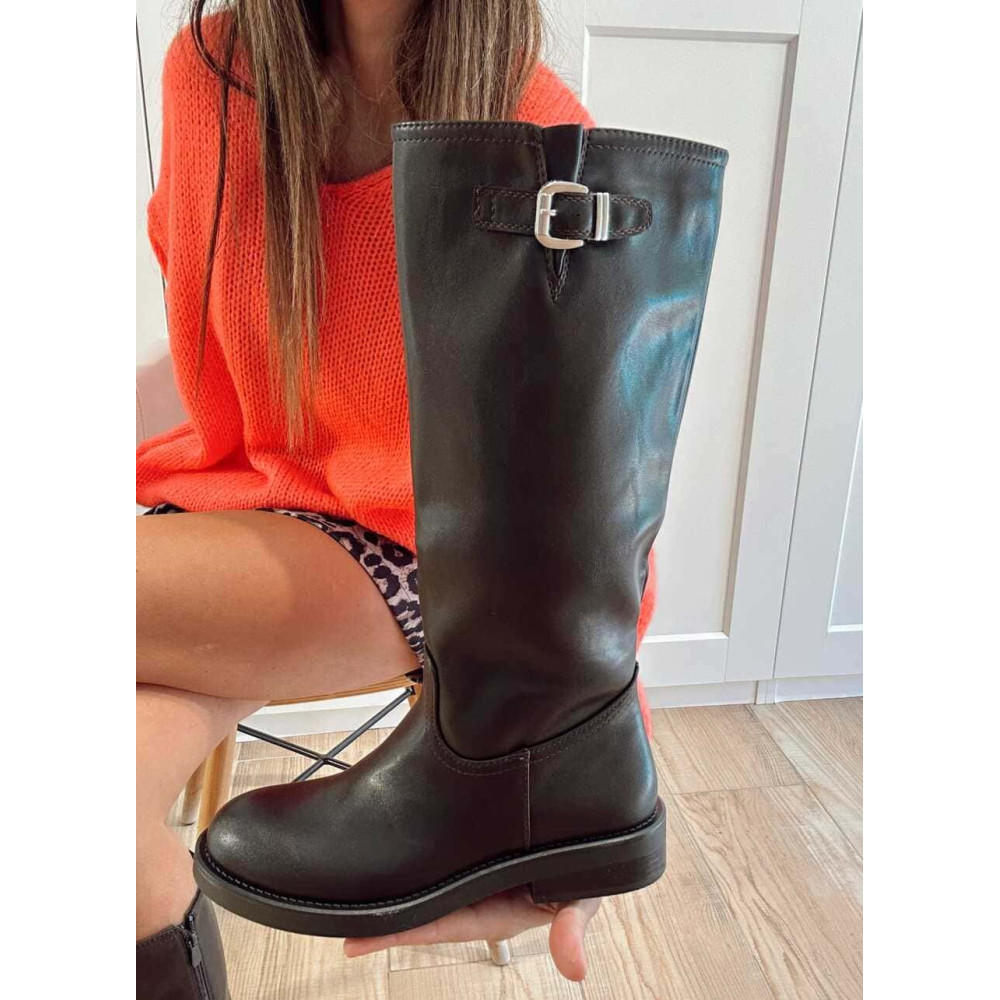 Bota Jinete Efecto Piel KITRA Marrón HEVE