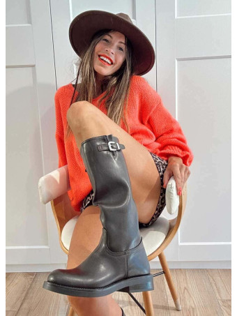 Bota Jinete Efecto Piel KITRA Marrón HEVE