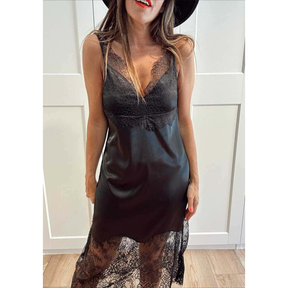 Vestido Lencero Encaje BRUMAIRE Negro HEVE