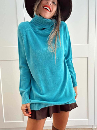 Jersey Largo Cuello Vuelto MORYEL Azul Capri HEVE