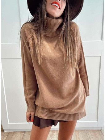 Jersey Largo Cuello Vuelto MORYEL Camel HEVE