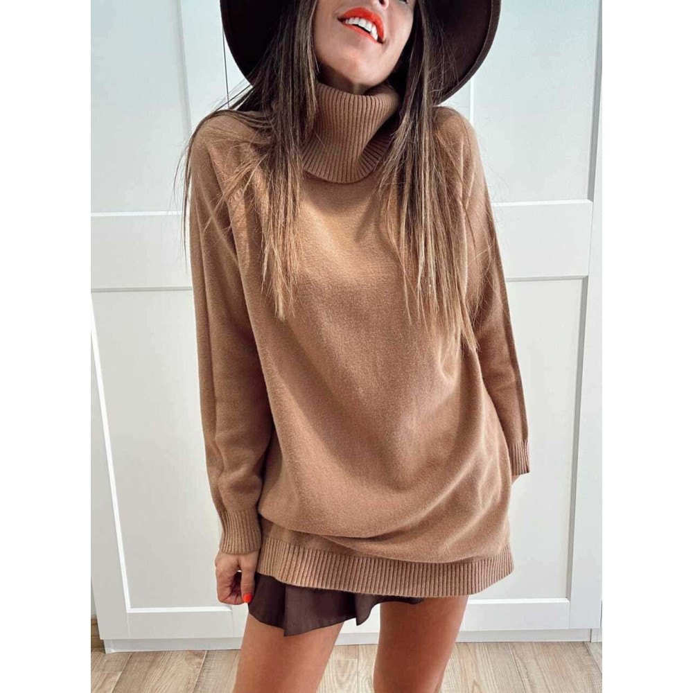 Jersey Largo Cuello Vuelto MORYEL Camel HEVE