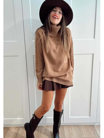 Jersey Largo Cuello Vuelto MORYEL Camel HEVE