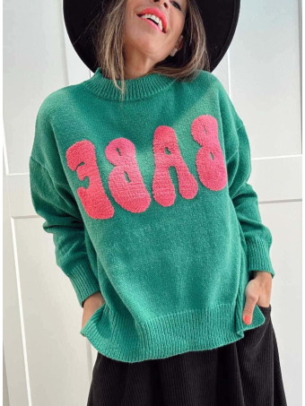 Jersey Letras Burbuja BABE Verde HEVE