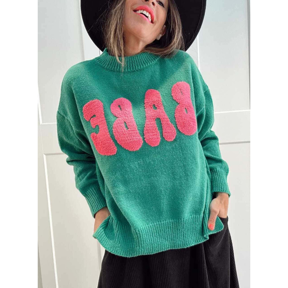 Jersey Letras Burbuja BABE Verde HEVE