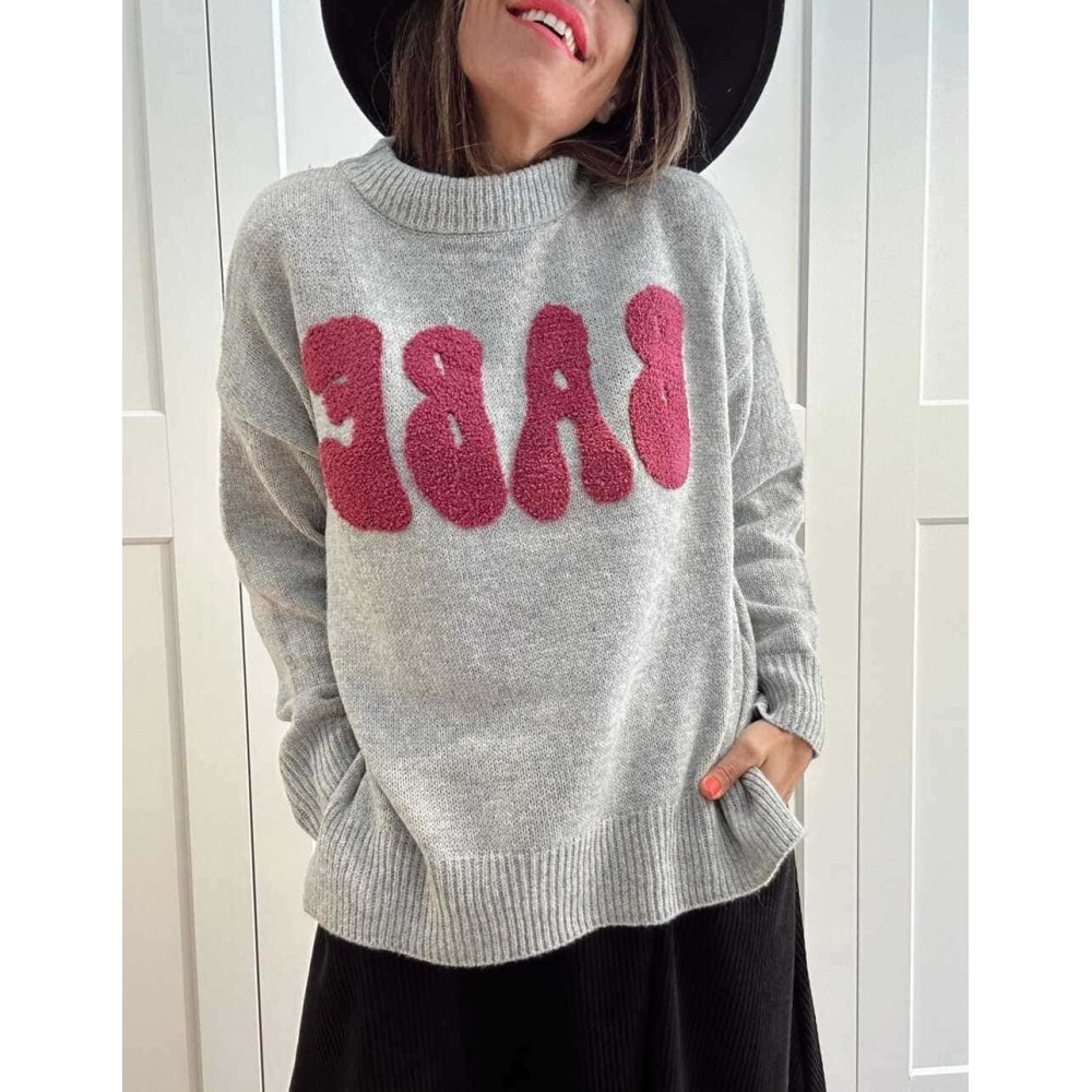 Jersey Letras Burbuja BABE Gris HEVE