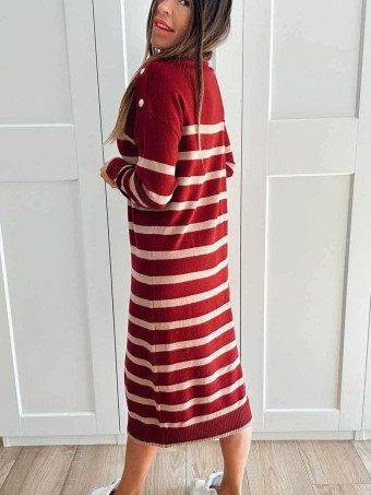 Vestido Punto Rayas TEBOW Burdeos HEVE