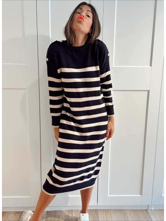 Vestido Punto Rayas TEBOW Marino HEVE