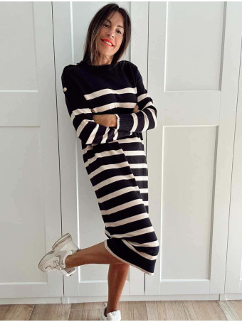 Vestido Punto Rayas TEBOW Marino HEVE