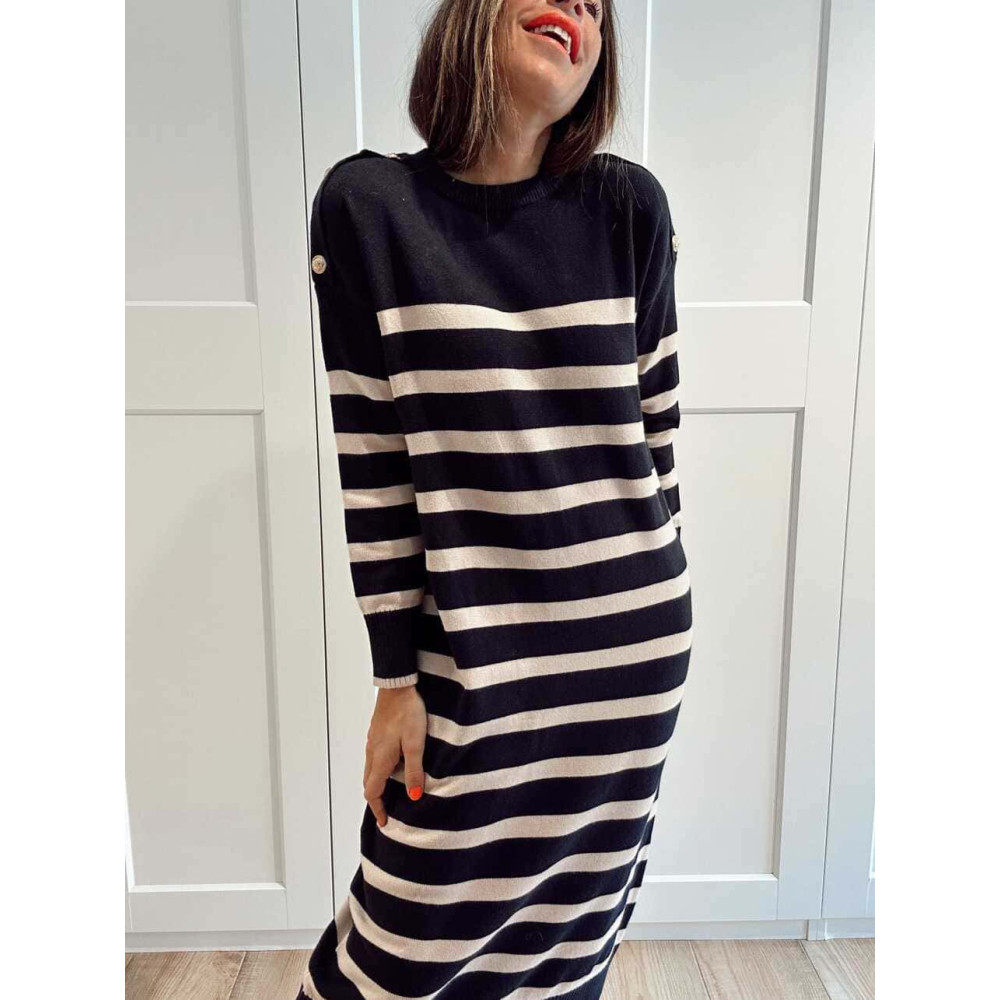 Vestido Punto Rayas TEBOW Marino HEVE