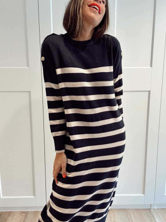 Vestido Punto Rayas TEBOW Marino HEVE