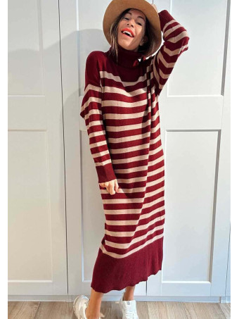 Vestido Punto Rayas GARENZE Burdeos HEVE