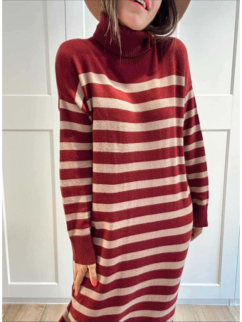 Vestido Punto Rayas GARENZE Burdeos HEVE