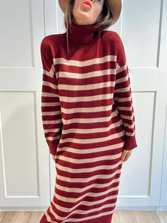 Vestido Punto Rayas GARENZE Burdeos HEVE