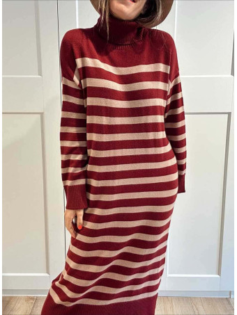 Vestido Punto Rayas GARENZE Burdeos HEVE