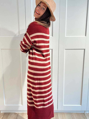 Vestido Punto Rayas GARENZE Burdeos HEVE