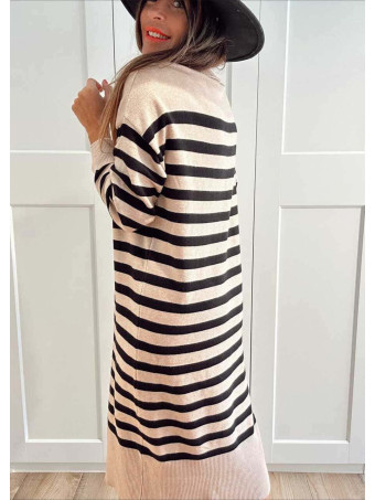 Vestido Punto Rayas GARENZE Beige HEVE Vestido Punto Rayas GARENZE Beige HEVE