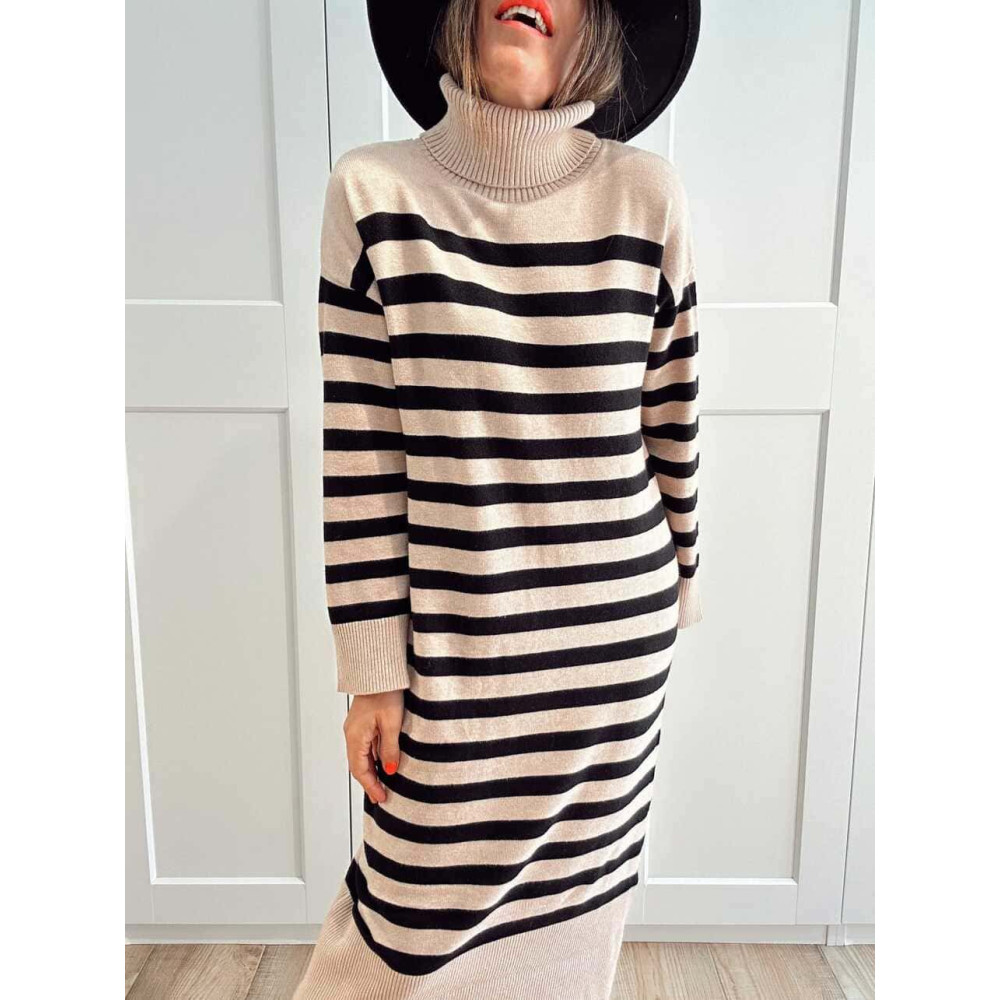 Vestido Punto Rayas GARENZE Beige HEVE Vestido Punto Rayas GARENZE Beige HEVE