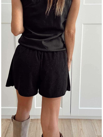 Falda Pantalón Pana con Cinturón TOVEA Negro HEVE