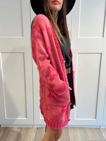 Cárdigan Jacquard Estrellas STARFALL Fucsia HEVE