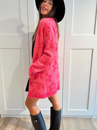 Cárdigan Jacquard Estrellas STARFALL Fucsia HEVE