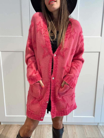 Cárdigan Jacquard Estrellas STARFALL Fucsia HEVE