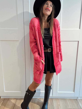 Cárdigan Jacquard Estrellas STARFALL Fucsia HEVE