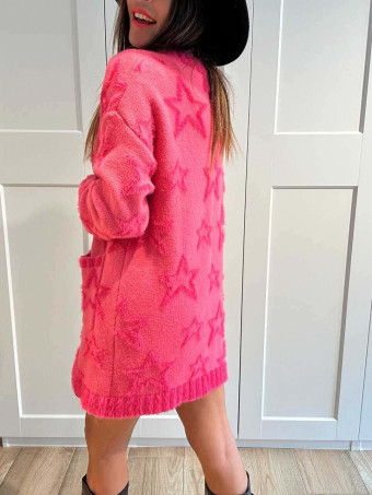 Cárdigan Jacquard Estrellas STARFALL Fucsia HEVE