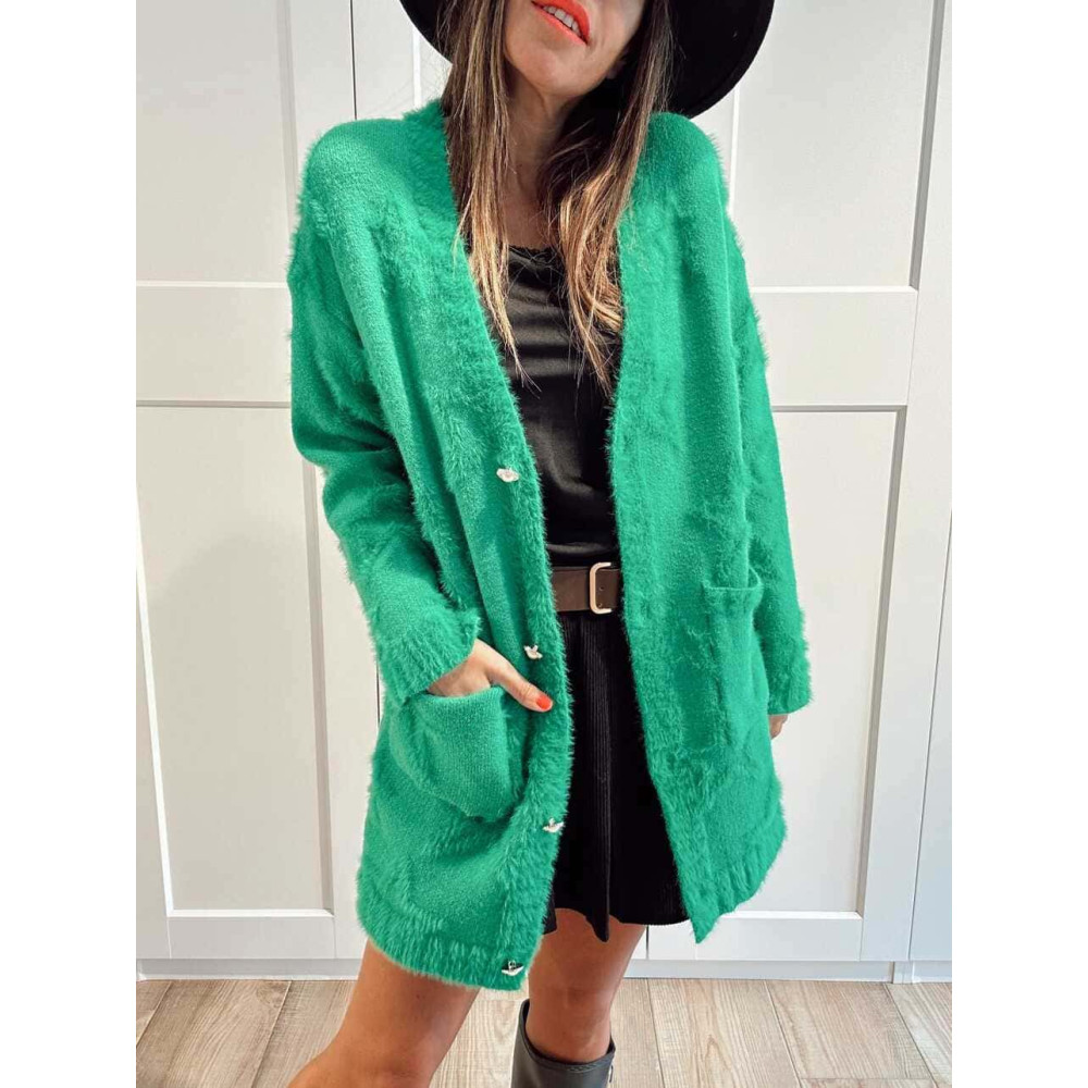 Cárdigan Jacquard Estrellas STARFALL Verde HEVE Cárdigan Jacquard Estrellas STARFALL Verde HEVE