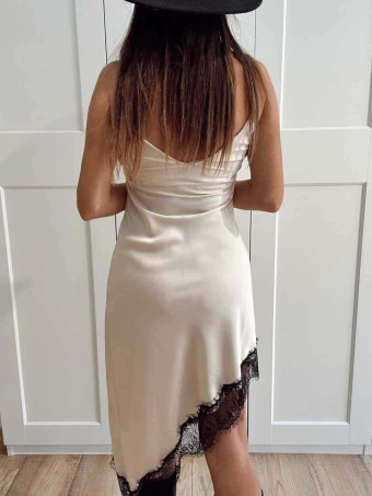 Vestido Lencero Asimétrico VANTAIRE Beige HEVE