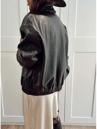 Cazadora Retro Polipiel KORBEL Negro HEVE