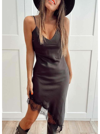 Vestido Lencero Asimétrico VANTAIRE Negro HEVE