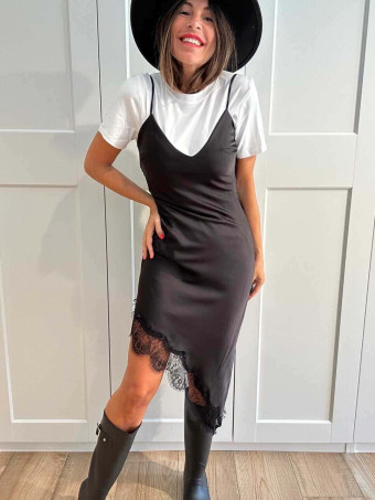 Vestido Lencero Asimétrico VANTAIRE Negro HEVE