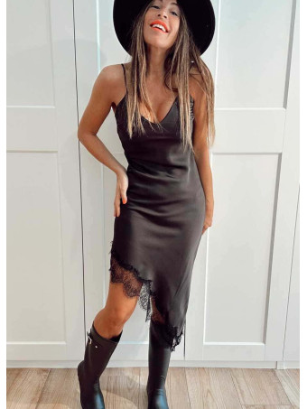 Vestido Lencero Asimétrico VANTAIRE Negro HEVE